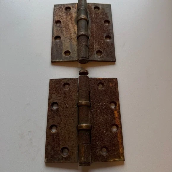 Antique Brass Door Hinges Pair Pat. Pend.‎ Rustic Farmhouse Hardware - Picture 4 of 4